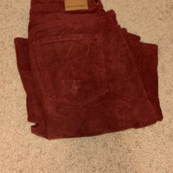 American Eagle Burgundy Corduroy Skinny Stretch Pants - Picture 2 of 4